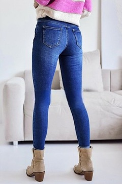 SPODNIE JEANS SKINNY FIT M.SARA WYSOKI STAN OZDOBNE GUZIKI rozm. S / 27