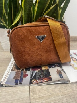 Сумка через плечо ЖЕНСКАЯ, замша, эко-кожа, красная