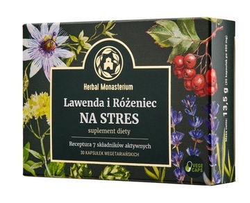 HERBAL MONASTERIUM Lawenda i Różeniec na stres i sen z ashwagandhą 30 kaps.