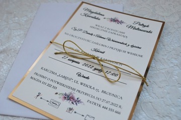 10 szt. ZŁOTE ZAPROSZENIA ŚLUBNE GREAT GLAMOUR