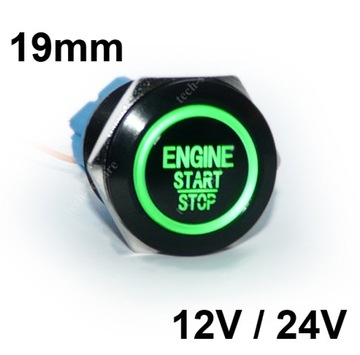 Przycisk Chwilowy CZARNY 12V/24V START STOP ENGINE
