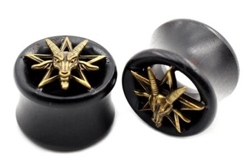 Plug tunel ORGANIC drewniany Baphomet PENTAGRAM 16mm