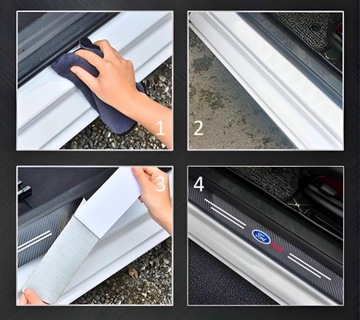 НАКЛЕЙКИ FORD ЗАЩИТНЫЕ КРЫШКИ РАМА ФОЛЬГА 4 ШТ. УГЛЕРОДА ЧЕРНАЯ