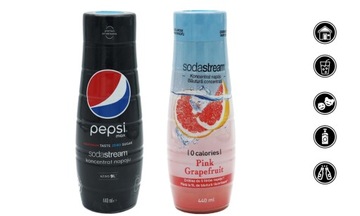 2x СИРОП КОНЦЕНТРАТА С НУЛЕМ САХАРА ДЛЯ НАСЫЩЕННОГО НАПИТКА SODASTREAM 9 Л, 440 мл