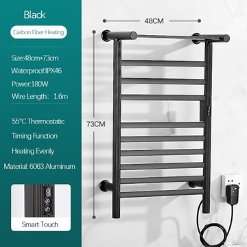 Styl czarny-73 cm-A Prawidłowy Termostatyczny wyśw