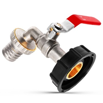 Клапан крана для резервуара Mauser емкостью 1000 л Mauser для шланга 1 дюйм, соединение IBC 60x6