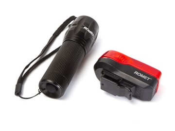 КОМПЛЕКТ ВЕЛОСИПЕДНЫХ ФОНАРОВ ПЕРЕДНИЕ ЗАДНИЕ НА АККУМУЛЯТОРАХ ROMET