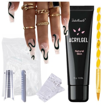 Zestaw Do Przedłużania Paznokci Akrylożel Dual Formy Pędzelek Zaciskarka