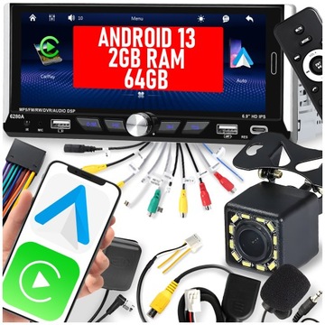 RADIO SAMOCHODOWE 1 DIN ANDROID AUTO CARPLAY WIFI RDS GPS 2GB/64GB 6.9