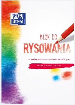 Blok rysunkowy Oxford A3 120g 20 arkuszy biały