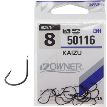 Haczyki Owner KAIZU nr 8 Black z łopatką samozacinające feeder 15 sztuk