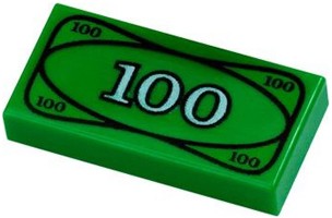 Плитка LEGO 1x2, банкнота 100 долларов 4295260 3069bpx7 — 6 шт.