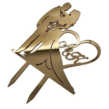 Золотой топпер для торта с инициалами ИНИЦИАЛЫ свадьба свадебное золотое зеркало