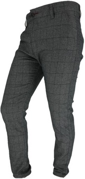 Мужские серые брюки в шотландскую клетку — меланж L32 W39