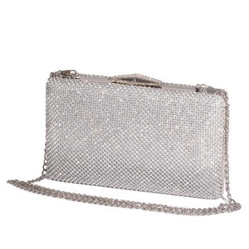 PUZDERKO KOPERTÓWKA TOREBKA NA ŁAŃCUSZKU WIZYTOWA WIECZOROWA CYRKONIE