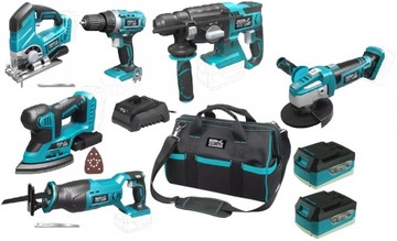 DEDRA ZESTAW ELEKTRONARZĘDZI SAS+ 18V 2X5AH SZLIFIERKA TORBA PIŁA WIERTARKA
