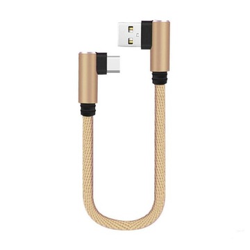 Kabel USB Do Typu C Kolanko 90 Stopni Złoto 25cm