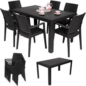 Стол GARDEN FURNITURE с 6 стульями из техноротанга URANO