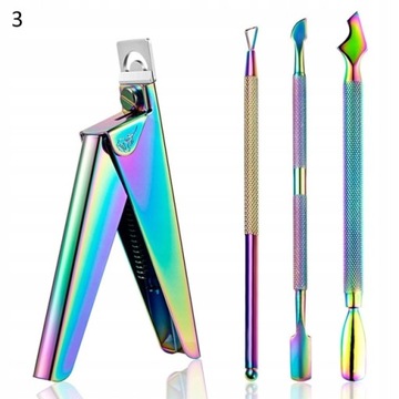4pcs Nail Cuticle Pusher Dead Skin Remover Scissor