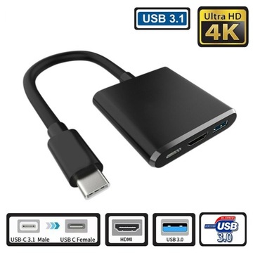 3 w 1 rodzaj USB-C 3.1 do 4K z wejściem HDMI, łado