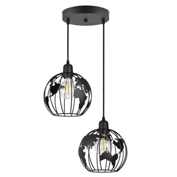 Lampa Wisząca Żyrandol Globus Czarna Biała Szara