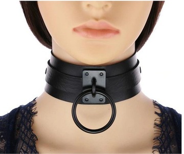 BDSM101B Skórzany naszyjnik Obroża CHOKER GOTH