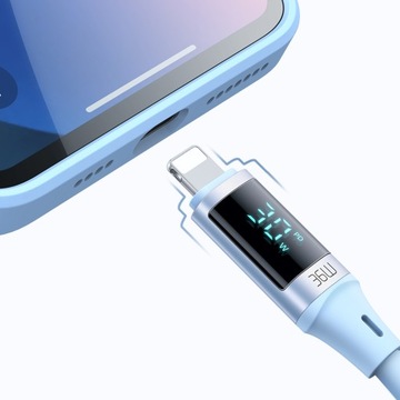 КАБЕЛЬ MCDODO С ДИСПЛЕЕМ USB-C LIGHTNING 36ВТ 2М ДЛЯ IPHONE 14 ФИОЛЕТОВЫЙ