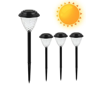 4 SZTUK LAMPA SOLARNA LAMPKI SOLARNE DO OGRODU OGRODOWE CZUJNIK WBIJANE LED