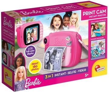 HIT! Aparat błyskawiczny dla dzieci Lisciani Barbie Print Cam 97050 różowy