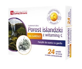 Porost islandzki z witaminą C 24 pastylki gardło