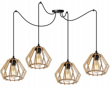 Lampa Wisząca Nowoczesna Sufitowa LED Drewno