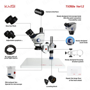 ТРИНОКУЛЯРНЫЙ СТЕРЕОСКОПИЧЕСКИЙ МИКРОСКОП KAISI TX-350E + КАМЕРА 4К + ДЫМООТДАЧА
