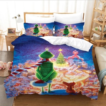 Grinch 3D KOMPLET POŚCIELI POSZEWKA 160x200