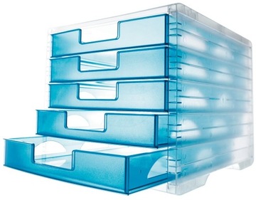 Niebieski organizer na biurko 5 szuflad