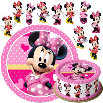 ZESTAW OPŁATEK NA TORT MYSZKA MINNIE + 10 POSTACI