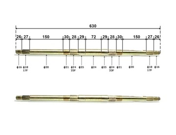 OŚKA OŚ TYŁ ATV 110 125 ZŁOTA FUXIN WB
