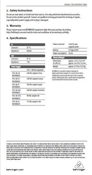 TO800 Tube Overdrive Efekt gitarowy Behringer