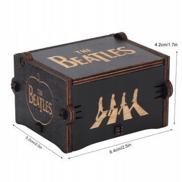Деревянная музыкальная шкатулка «Битлз» с рукояткой в ​​подарок.