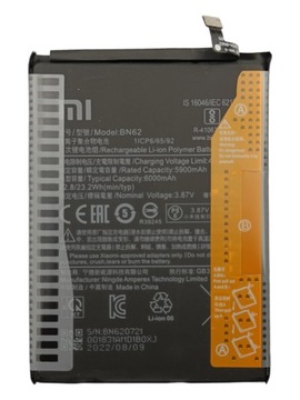 ORYGINALNA BATERIA XIAOMI REDMI 9T POCO M3 REDMI NOTE 9 4G BN62 6000 mAh