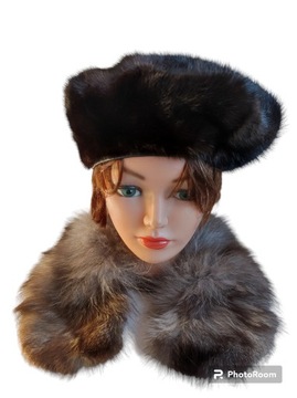 Берет из натуральной норки с лицевой кожей ПО РАЗМЕРУ
