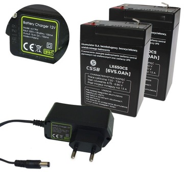 Zestaw 2x bezobsługowy AKUMULATOR bateria AGM 6V 5Ah + ŁADOWARKA