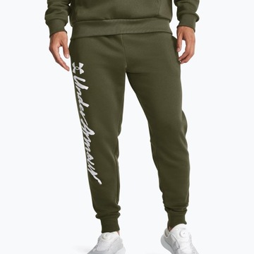 Spodnie treningowe męskie Under Armour Rival Fleece Graphic Joggers green