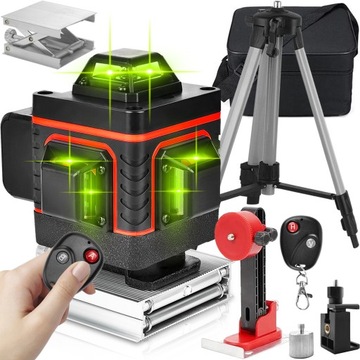POZIOMICA LASEROWA LASER KRZYŻOWY 360° DOKŁADNY STEROWANY PILOTEM + STATYW