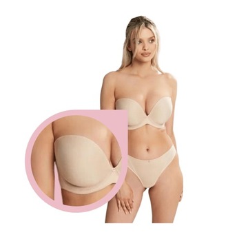 Biustonosz Panache Cleo Faith strapless bez ramiączek bardotka beż 36D/80D