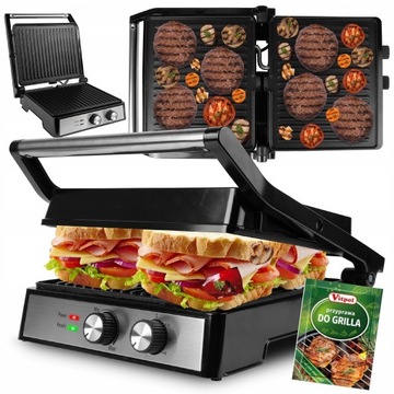 DUŻY OPIEKACZ GRILL ELEKTRYCZNY TOSTER DO KANAPEK PANINI 2500W + GRATIS