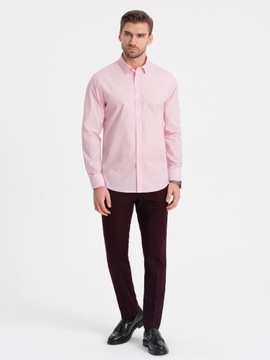 Pánska bavlnená klasická košeľa REGULAR svetlo ružová V2 OM-SHOS-0154 L