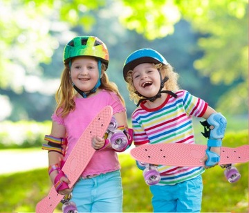 ДЕТСКИЙ СКЕЙТБОРД FISZKA, СВЕТЯЩИЕСЯ СВЕТОДИОДНЫЕ КОЛЕСА, 56 СМ, СЛОЙ РОЗОВЫЙ ABEC7