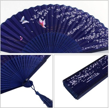 Hand held fan, silk folding fan with bamboo frame