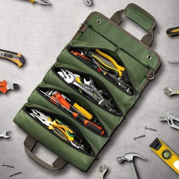 СУМКА-ОРГАНИЗАТОР ДЛЯ ИНСТРУМЕНТОВ, свернутая для подвешивания в автомобиле, мастерской и т. д.