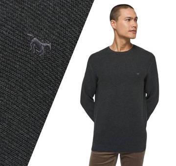 Свитер мужской Mustang Emil C Basic, серый хлопок, XXL